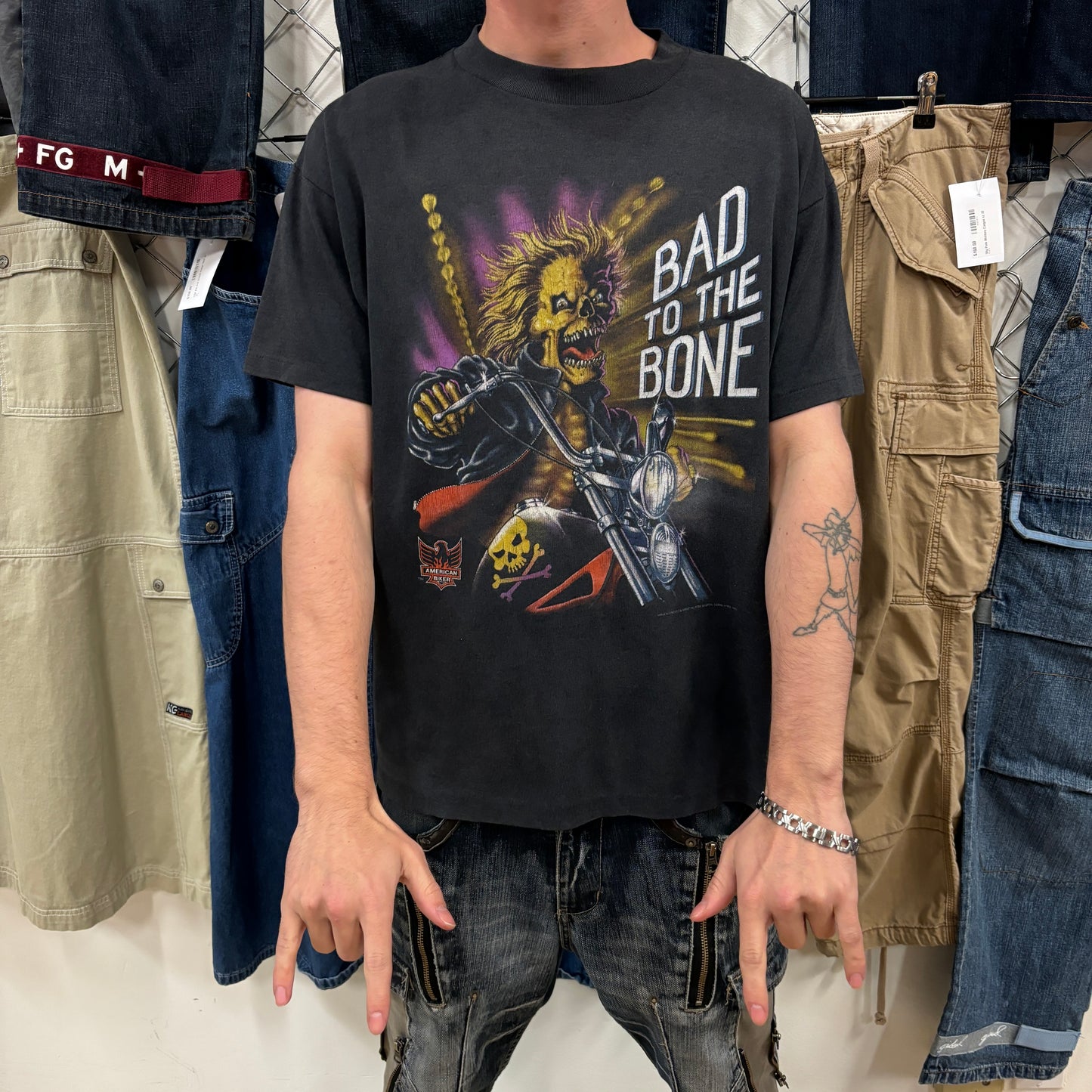 1990s 'Bad to the Bone' Biker Tee