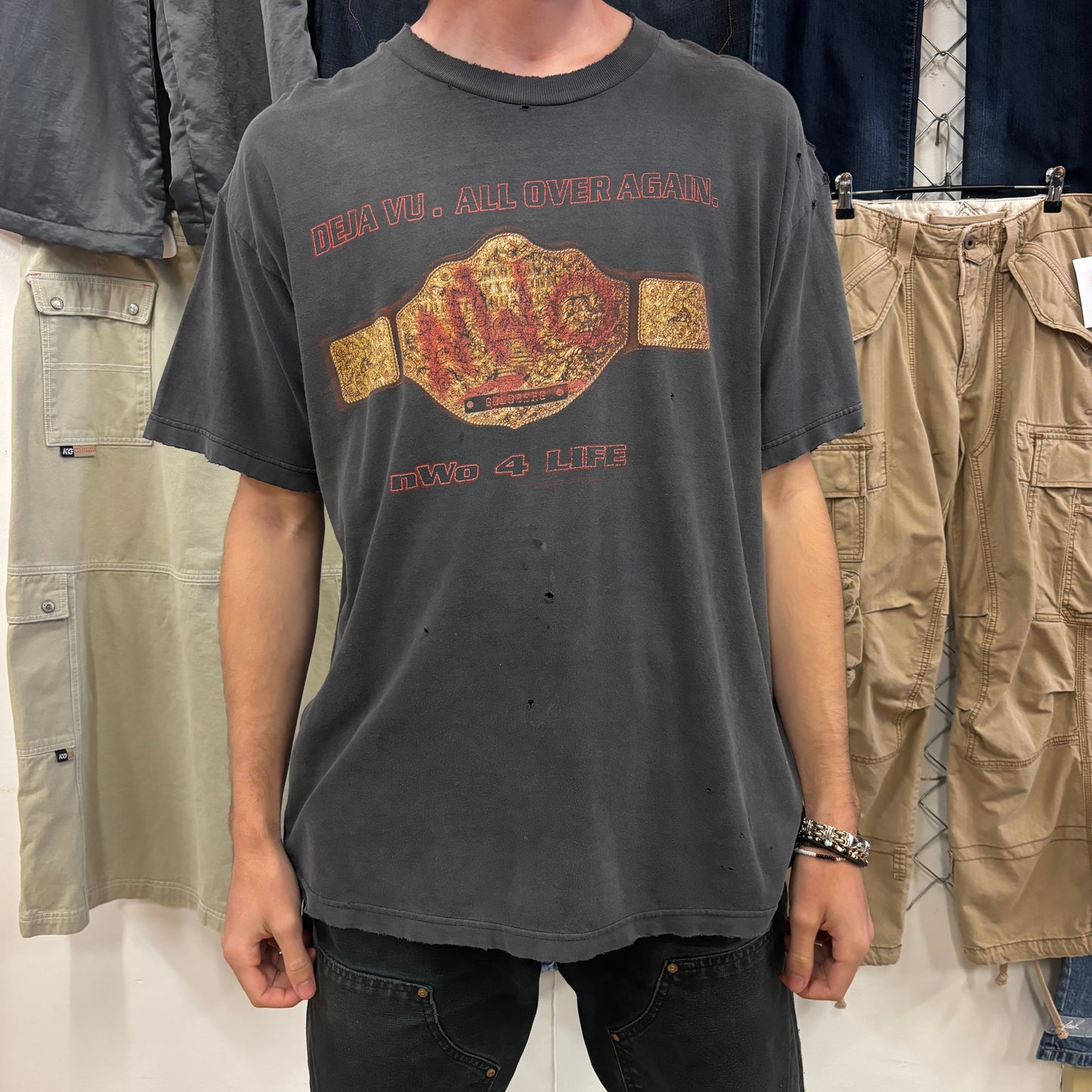 1990s NWO 'Goldberg Belt' Thrashed Tee
