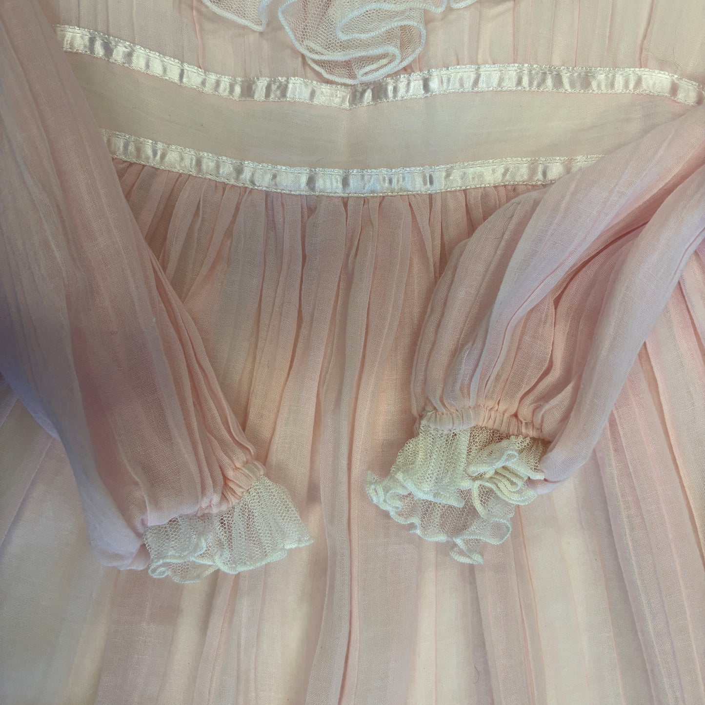 1970s Gunne Sax Pink Lace Maxi Dress