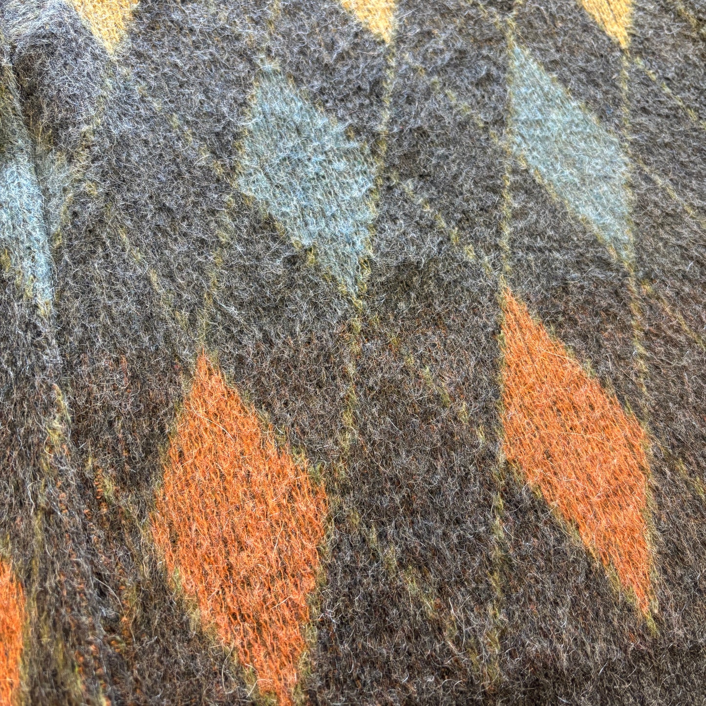 1960s Vintage Revere Wool Mohair Argyle Cardigan