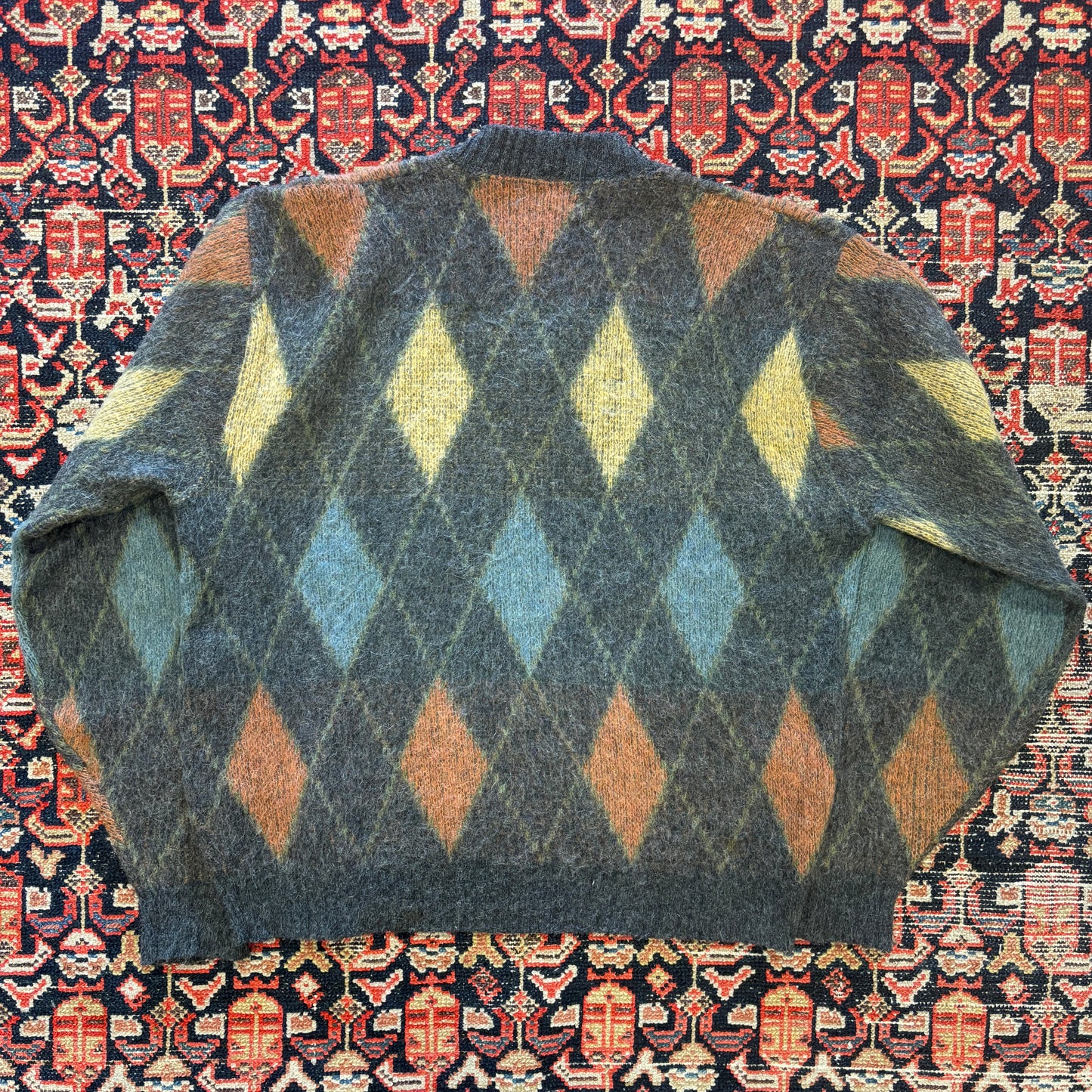 1960s Vintage Revere Wool Mohair Argyle Cardigan