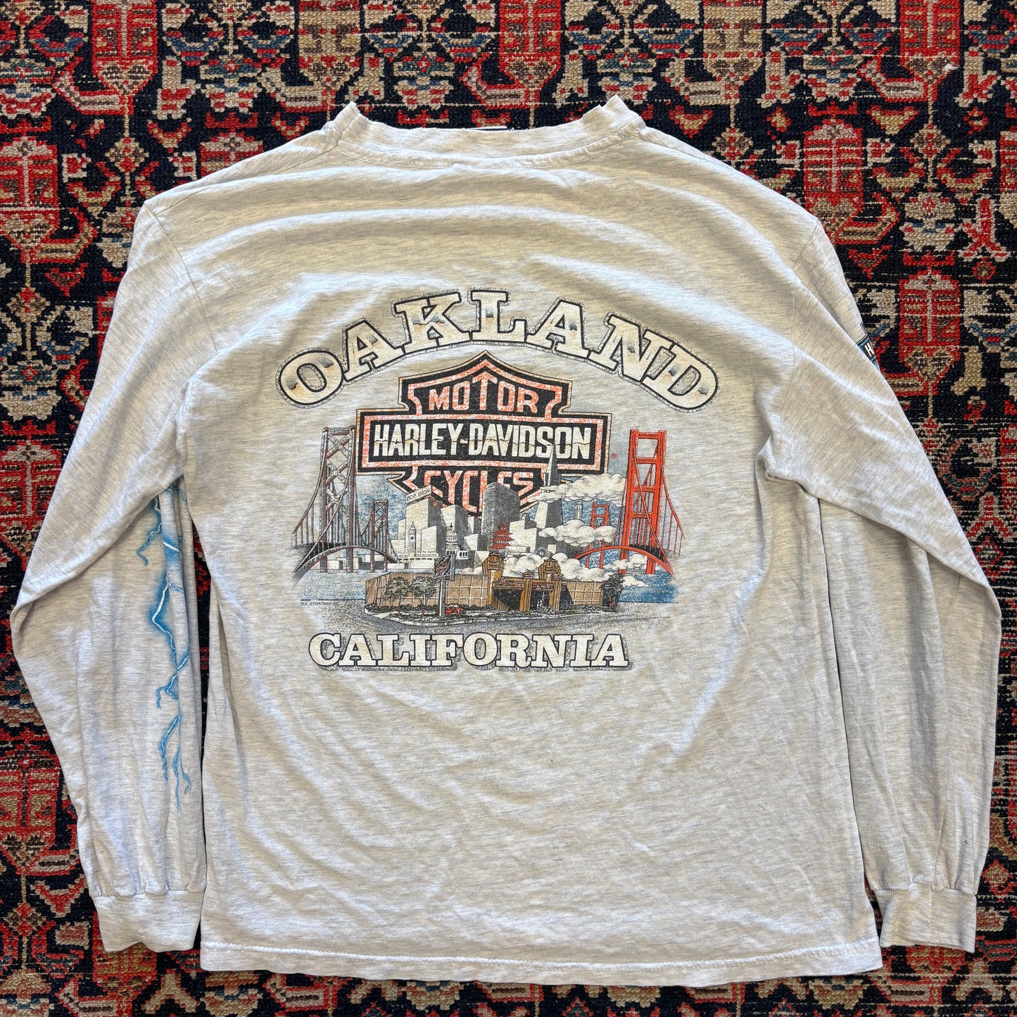 1990s Vintage Harley Davidson Oakland Lightning Graphic Long Sleeve