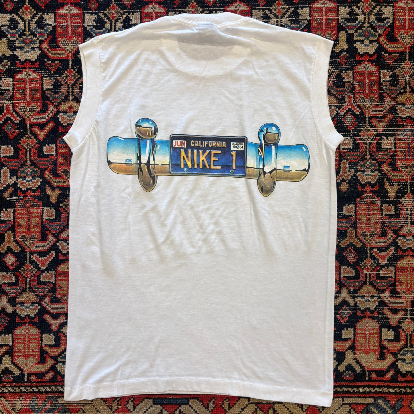 1980s Vintage Nike Blue Label License Plate Tank Top
