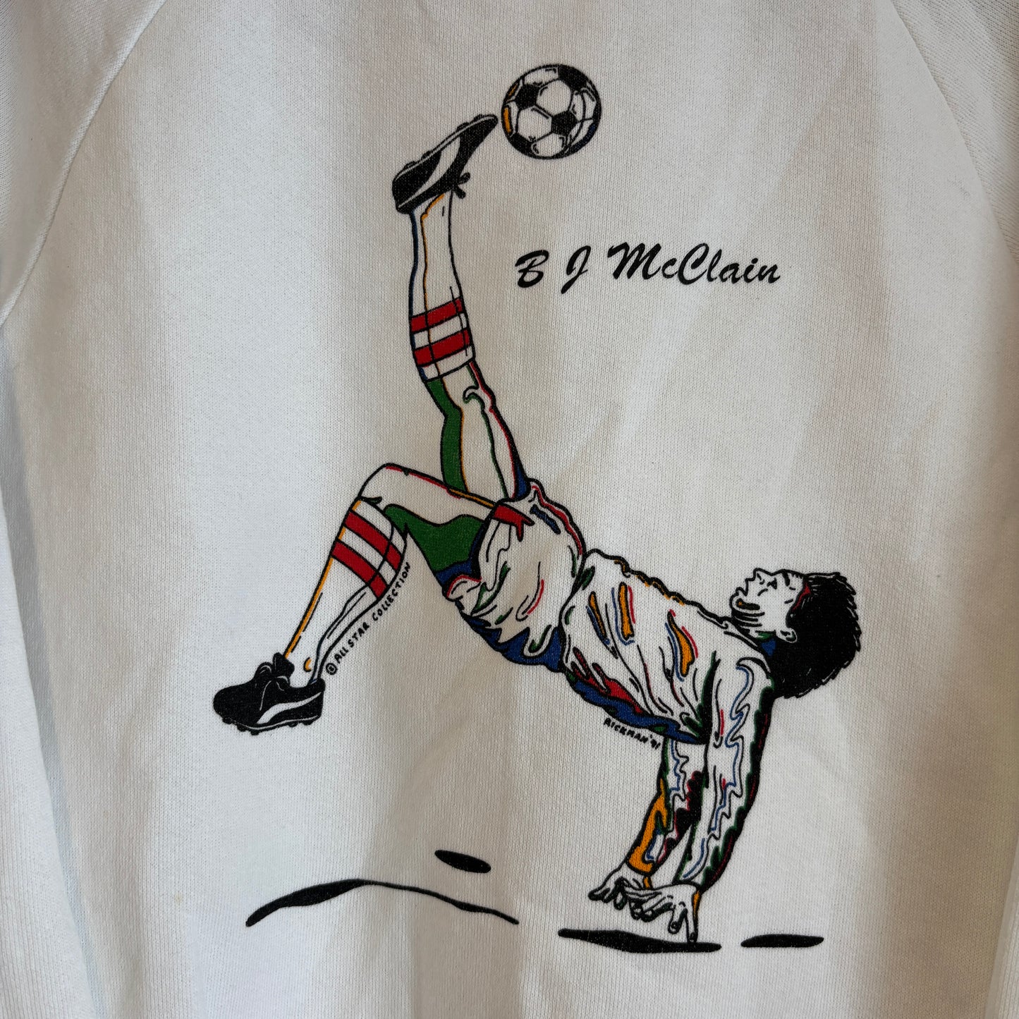 1990s Vintage BJ McClain Bicycle Kick Art Crewneck