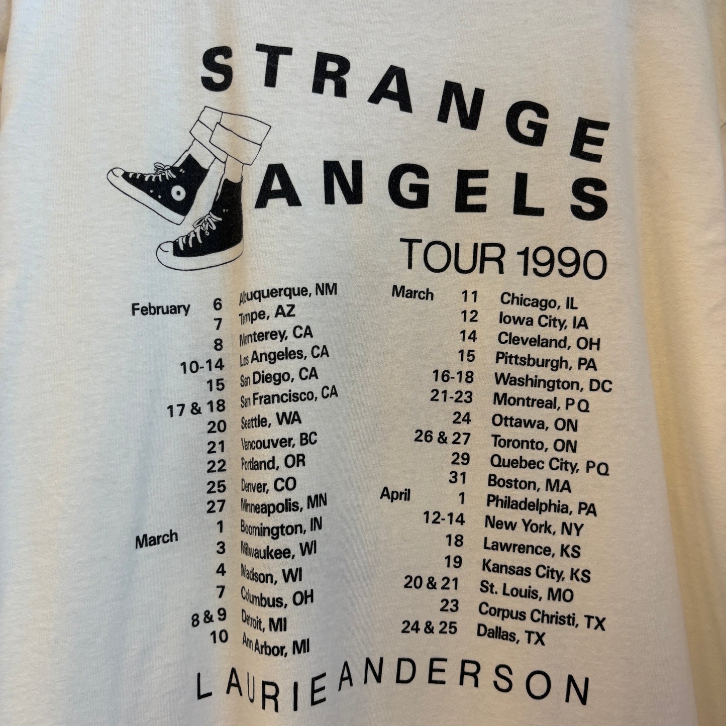 1990s Vintage Laurie Anderson Strange Angeles Tour Tee