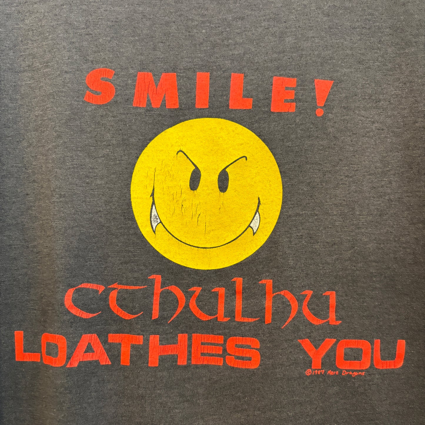 1980s Vintage Faded Smiley Cthulu Lovecraft Tee