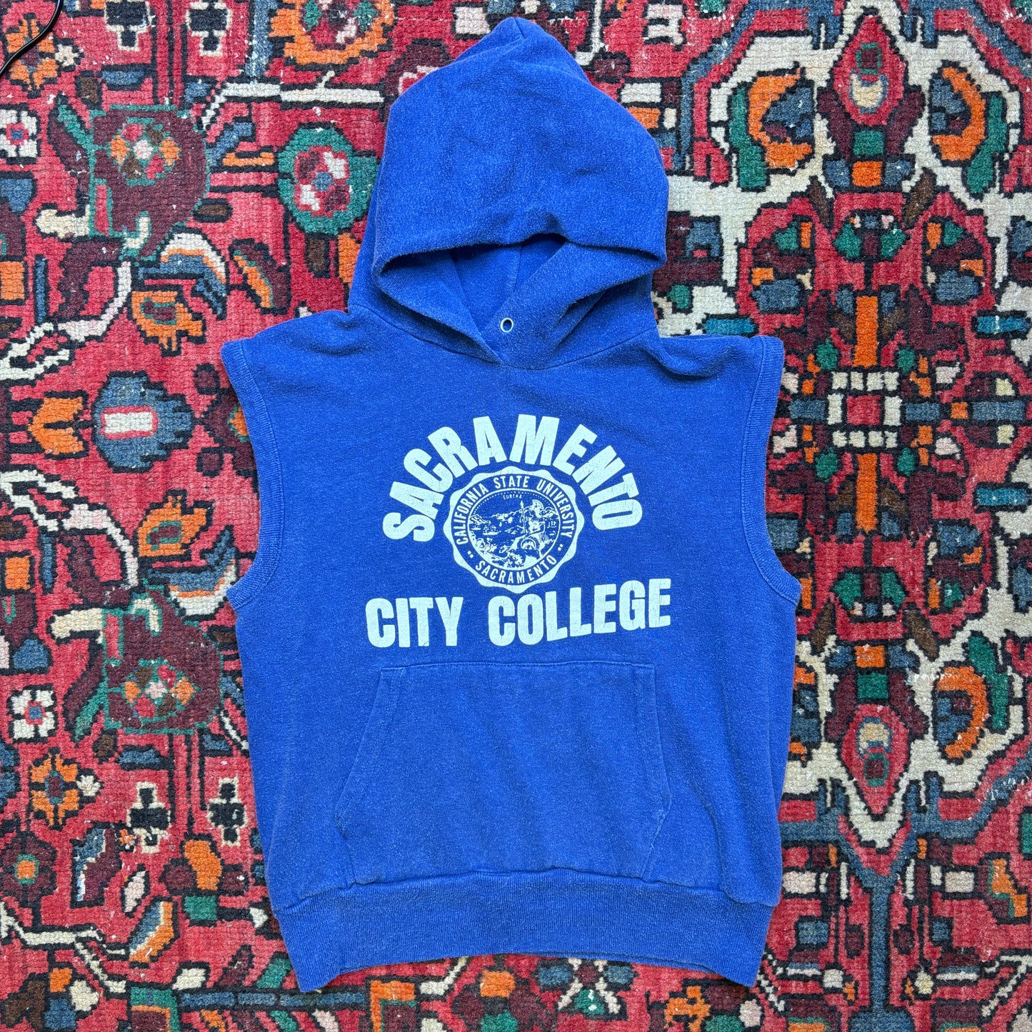 1970s 'Sacramento City College' Sleeveless Hoodie