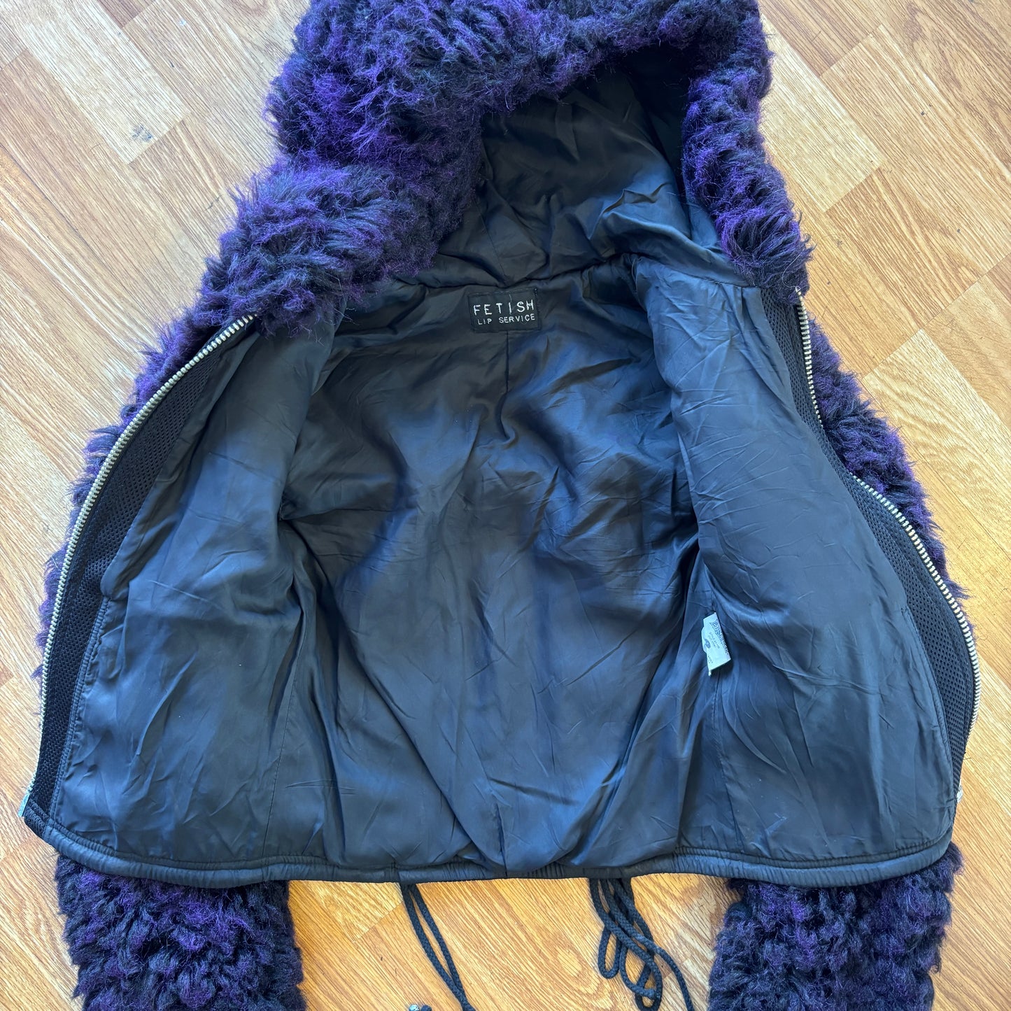 1990s Fetish by Lip Service Cropped Hooded Fur Jacket