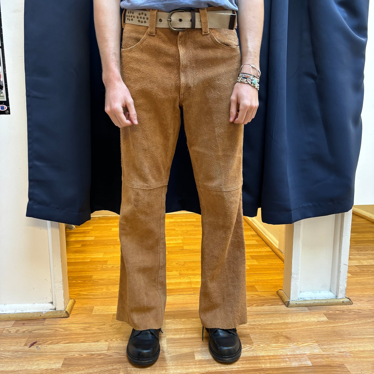 1960s Levi's Big E Cowhide Suede Bootcut Pants