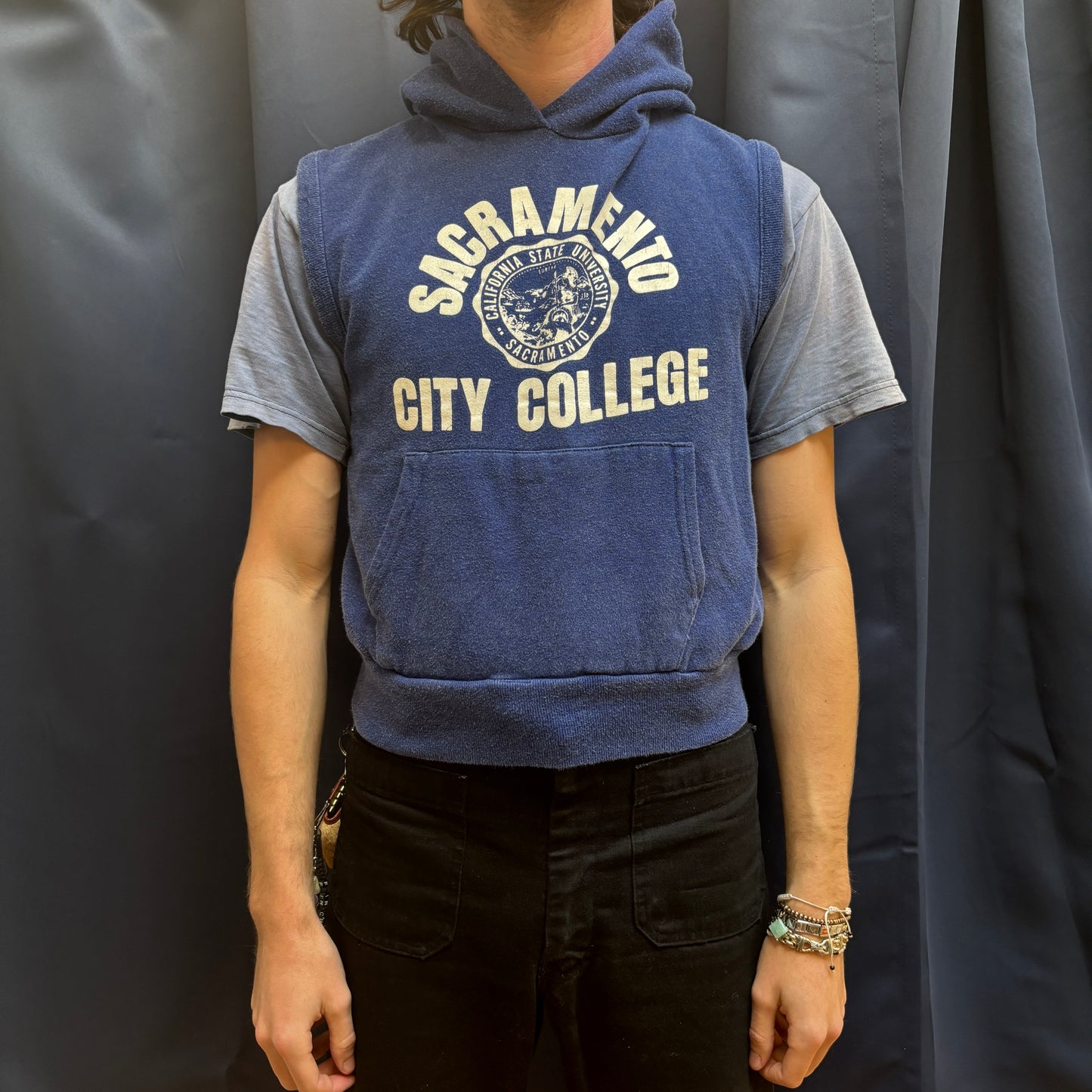 1970s 'Sacramento City College' Sleeveless Hoodie