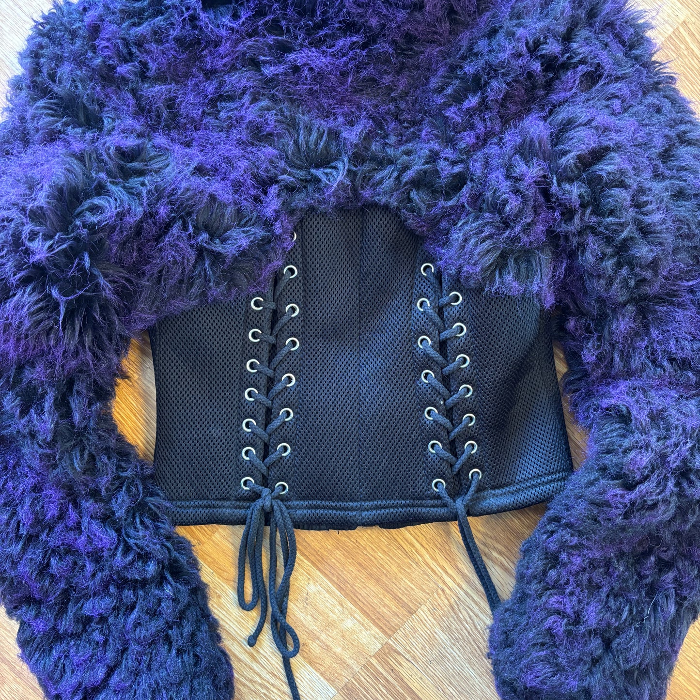 1990s Fetish by Lip Service Cropped Hooded Fur Jacket