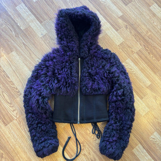 1990s Fetish by Lip Service Cropped Hooded Fur Jacket