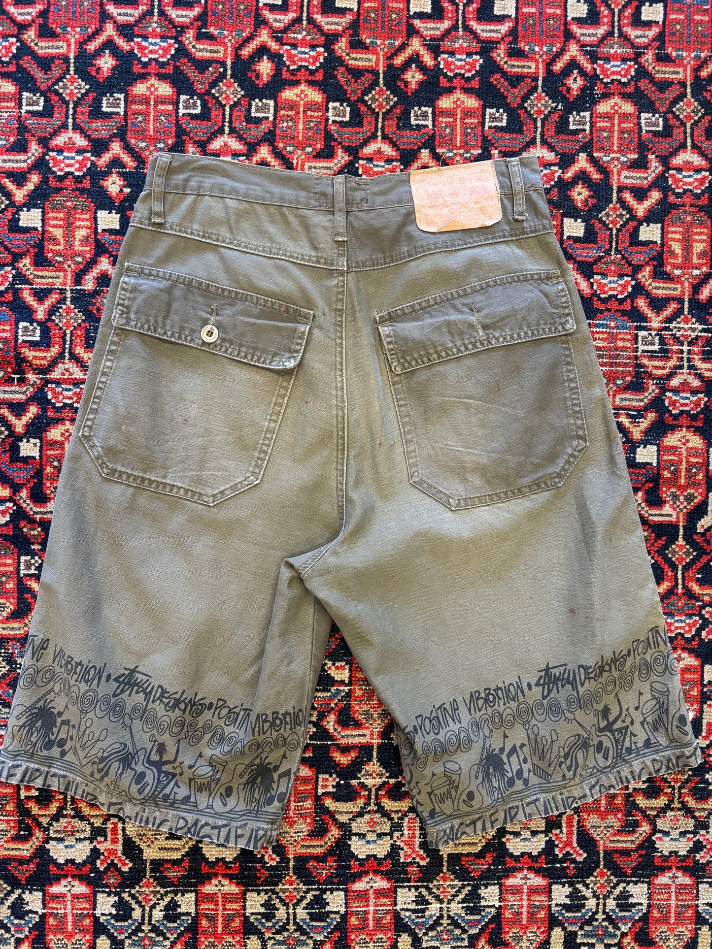 1990s Stussy Tribal Fatigue Shorts