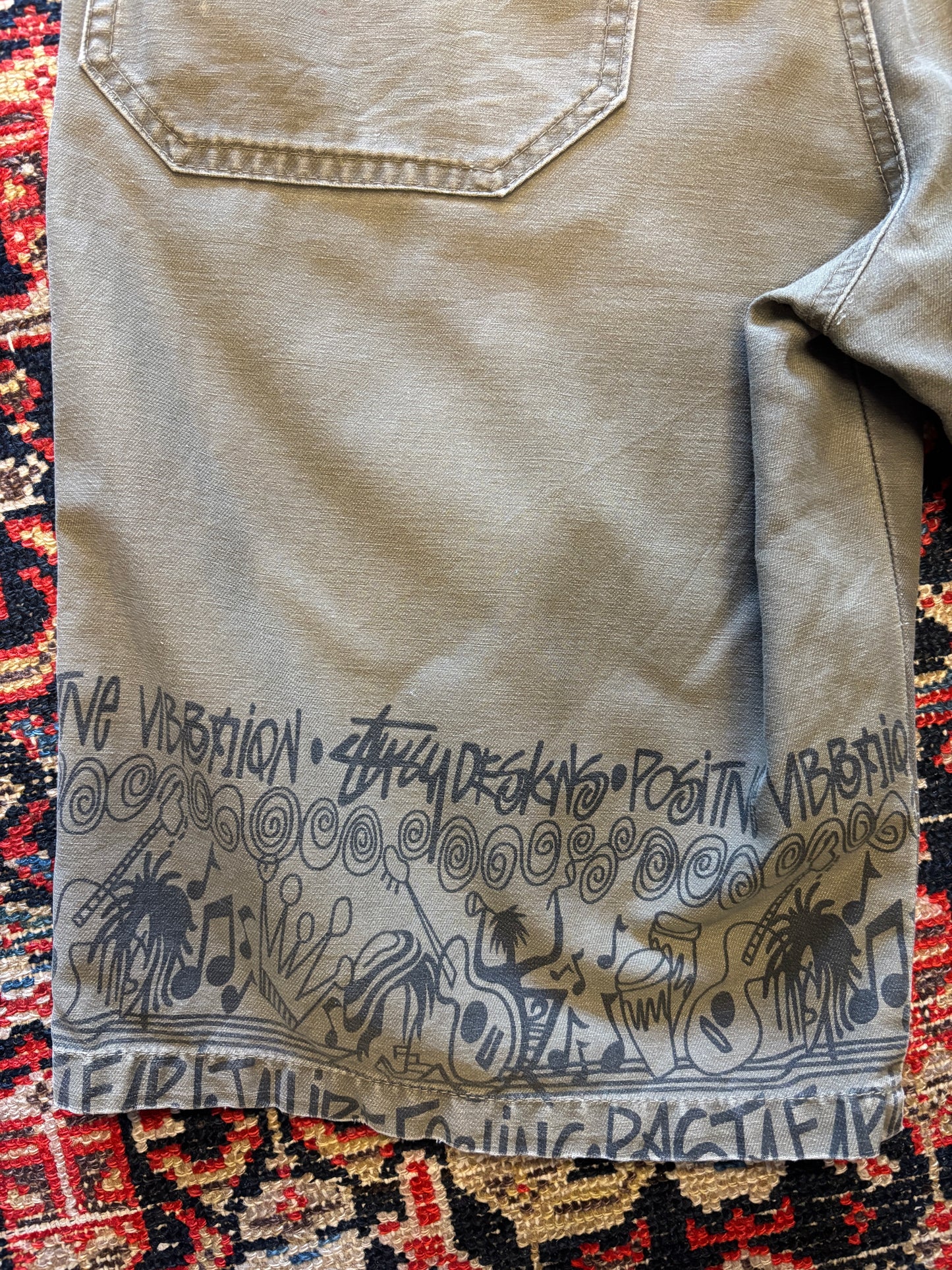 1990s Stussy Tribal Fatigue Shorts