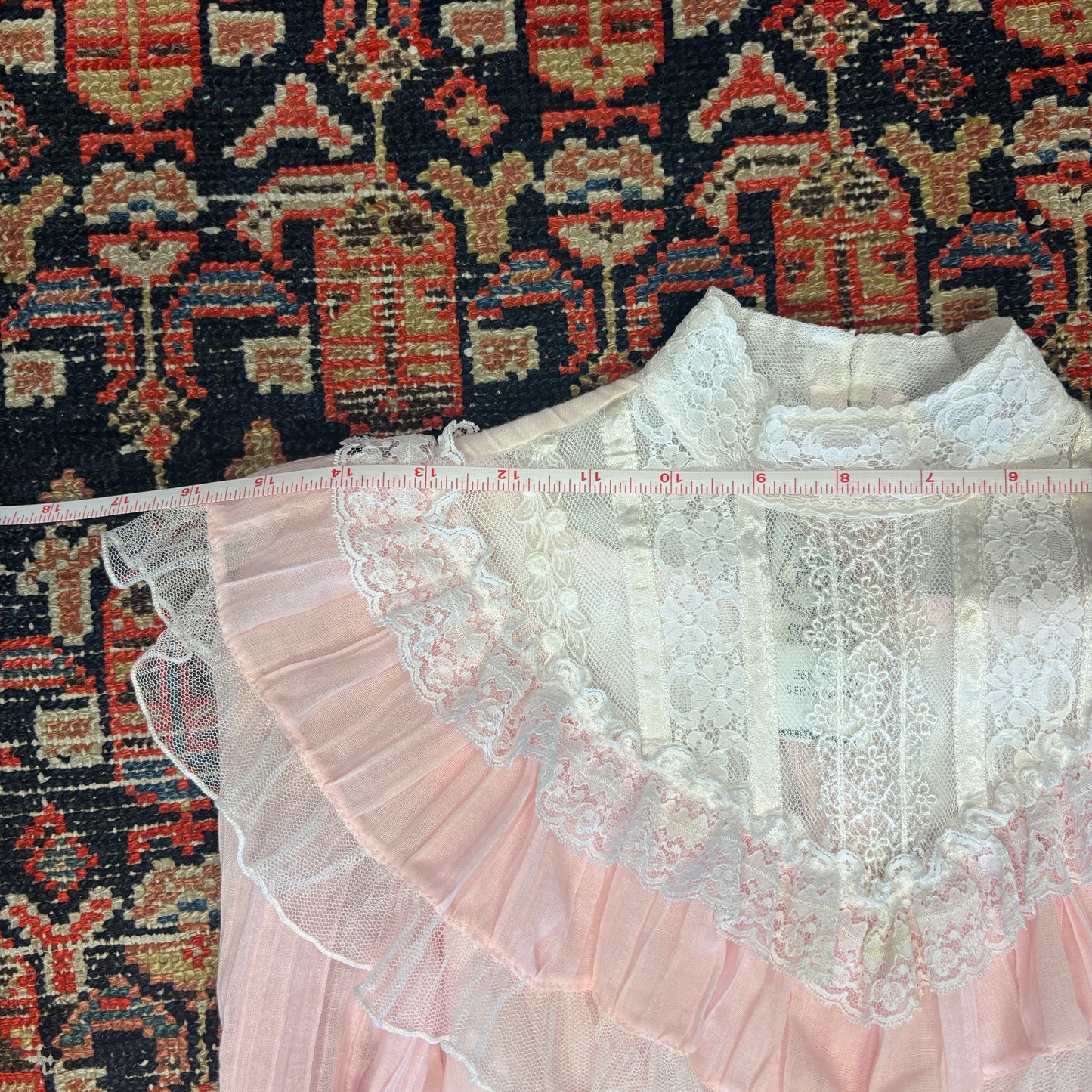 1970s Gunne Sax Pink Lace Maxi Dress