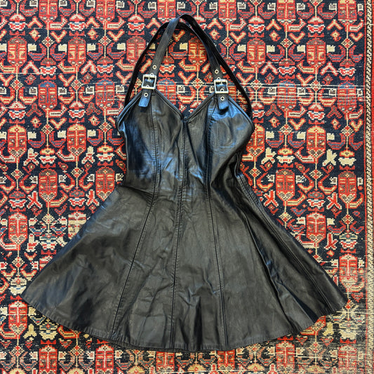 1980s Stormy Leather SF Halter Mini Dress