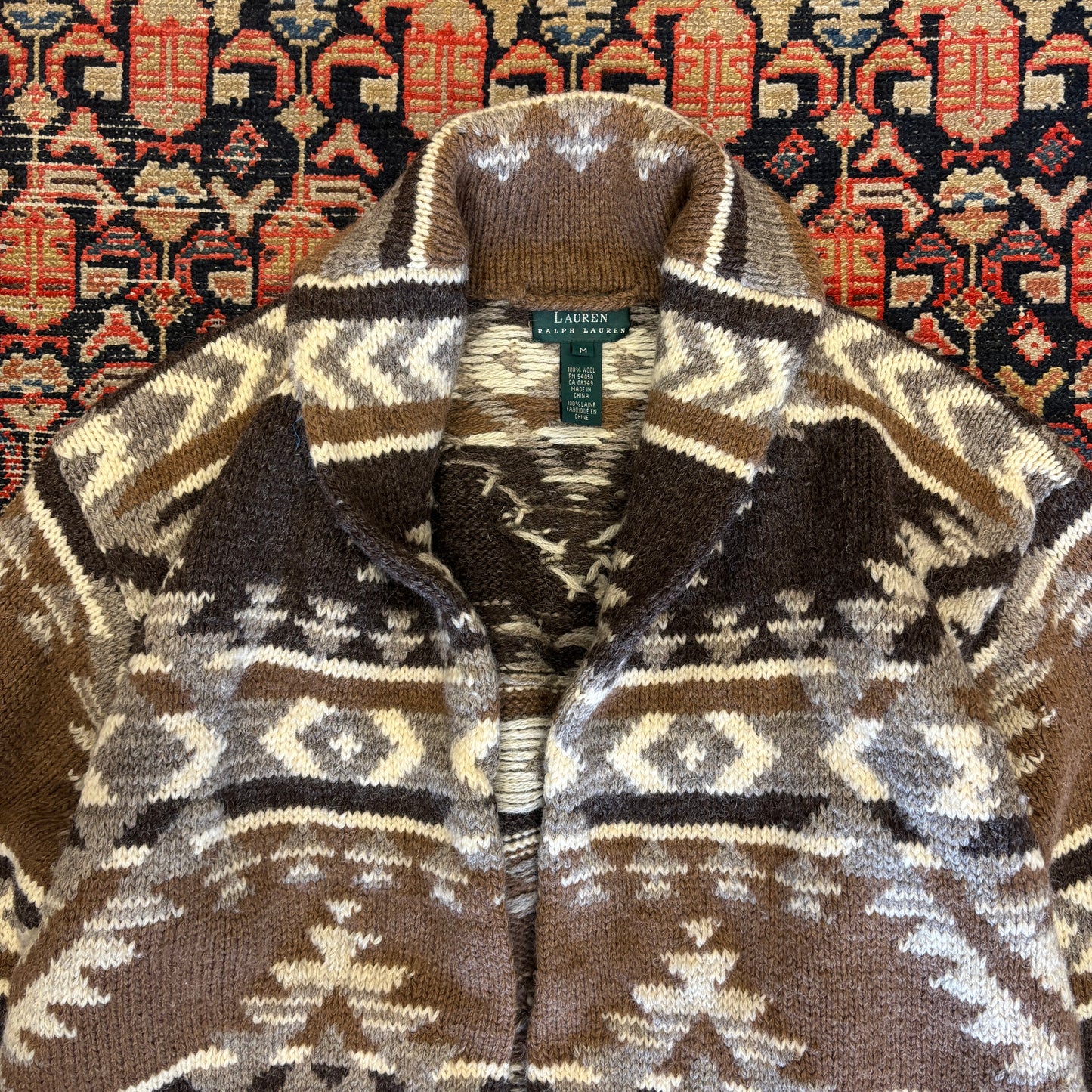 Vintage Lauren Ralph Lauren Southwestern Wool Knit Coat