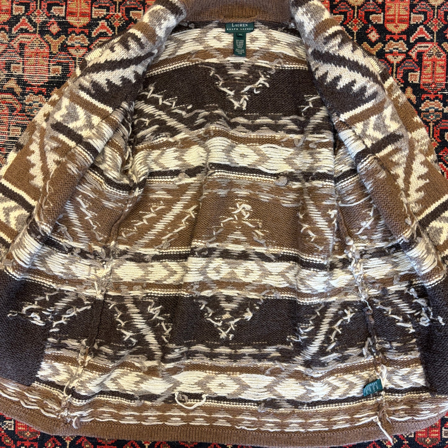 Vintage Lauren Ralph Lauren Southwestern Wool Knit Coat