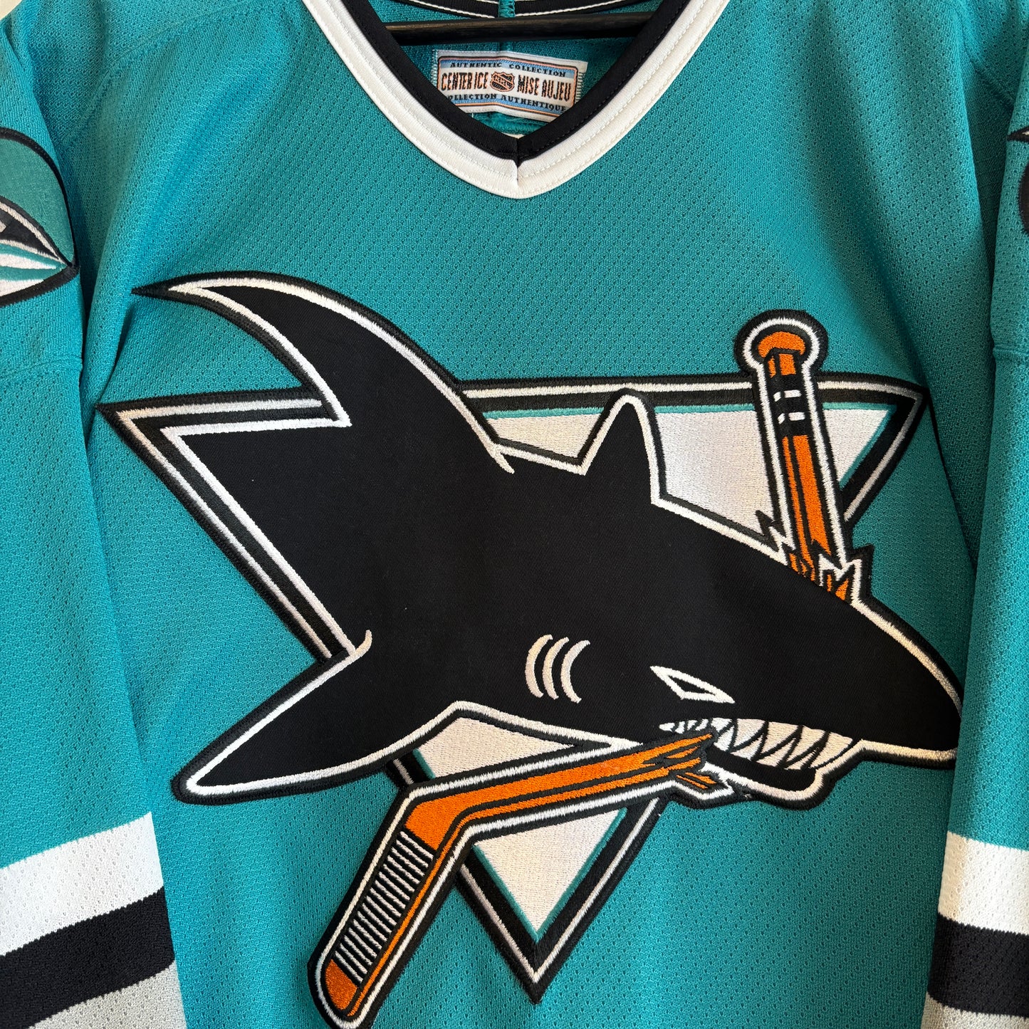 1990s San Jose Sharks Fight Strap Hockey Jersey