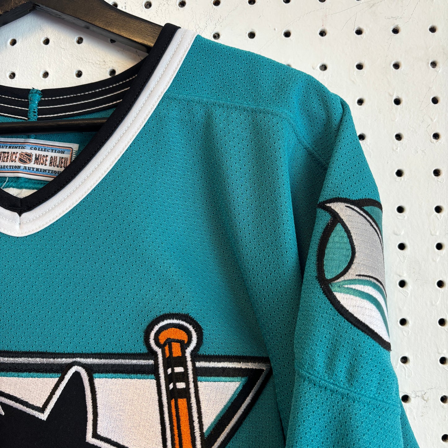 1990s San Jose Sharks Fight Strap Hockey Jersey