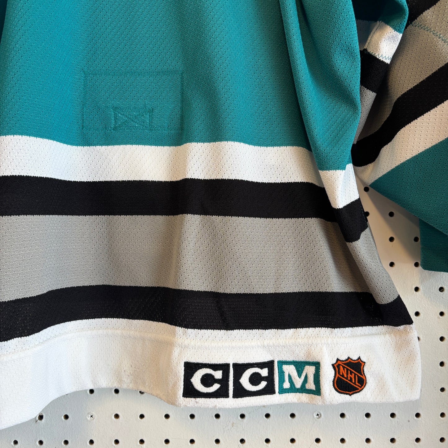 1990s San Jose Sharks Fight Strap Hockey Jersey