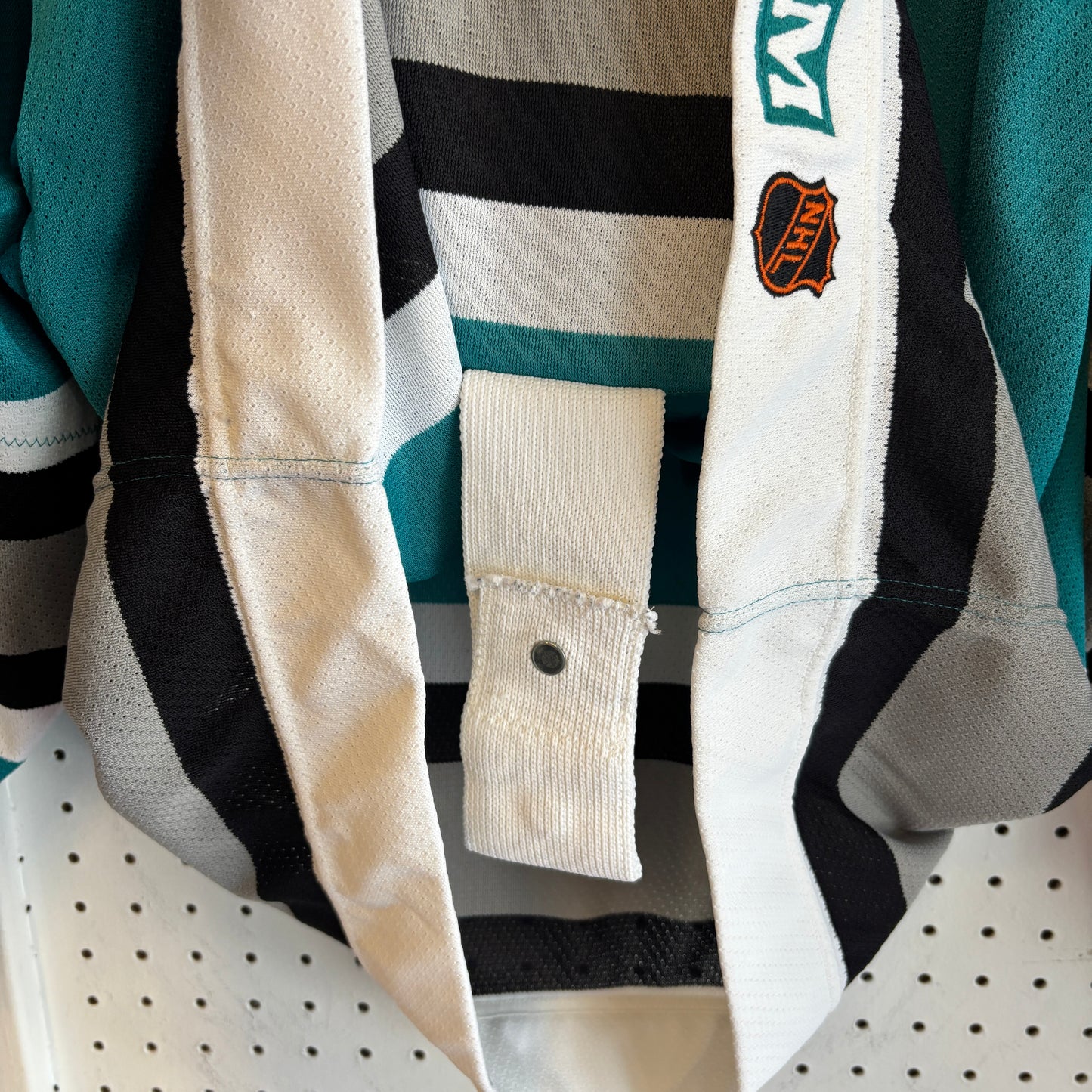 1990s San Jose Sharks Fight Strap Hockey Jersey