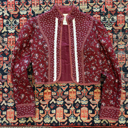 1970s Vintage Gunne Sax Floral Cropped Jacket